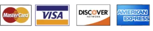Accepted payment methods: Visa, Mastercard, Amex, Discover